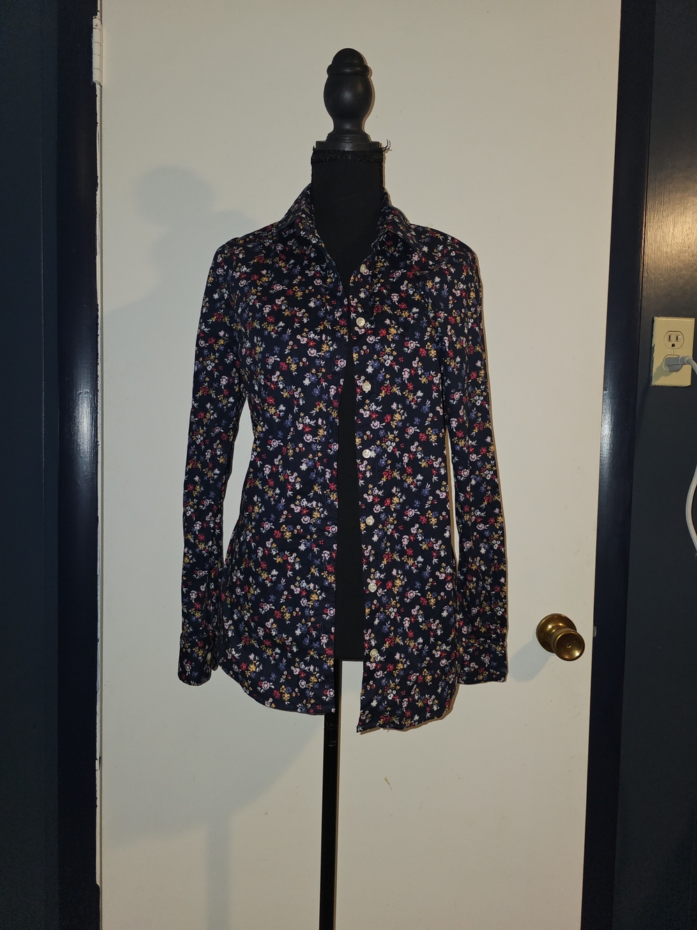 Gant Navy Floral Button-Down Shirt with Multi-Color Blossoms